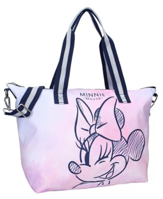 mybagstory - Einkaufstasche, Violett, Minnie Mouse – Damen – Teenager – Strand – Einkauf – Schule – College – Größe 48 cm – Träger, Minnie Mouse - Lila, Einheitsgröße
