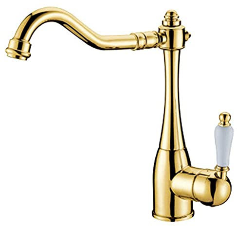 Rustikale Küchenarmatur mit Messinggriffen für Spüle, nostalgischer Stil, Gold-Finish