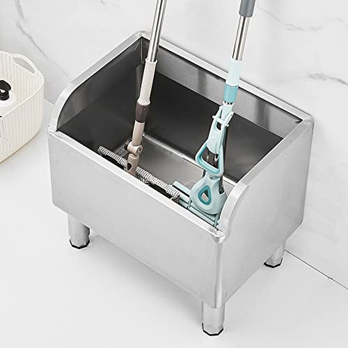 asdchZen Évier de Nettoyage de Sol Commercial en Acier Inoxydable, évier autoportant intérieur/extérieur, évier de buanderie, évier de Service, Seau à vadrouille