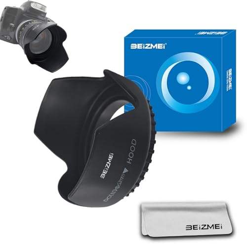 Paraluce da 52 mm, compatibile con tutti gli obiettivi della fotocamera con filettatura da 52 mm (modello universale) + panno per la pulizia dell'obiettivo. (52 mm Spiral Petal Light Shield)