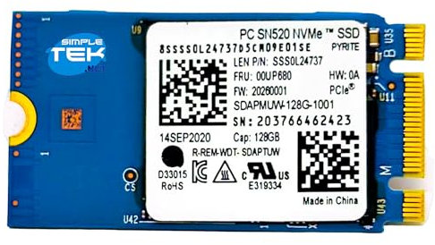 SIMPLETEK - SSD interno M.2 2242 128GB NVMe PCIe 3.0 x2 de alto rendimiento para portátiles y dispositivos compactos (Reacondicionado)