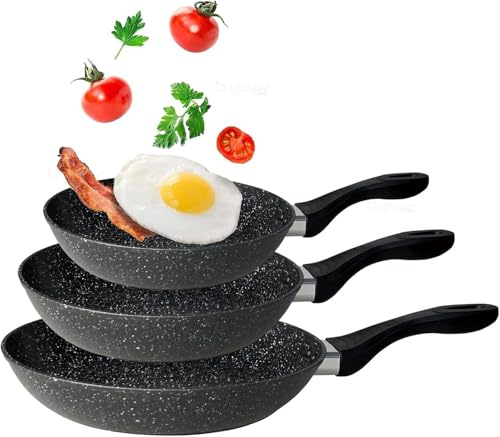 SMHLINE® Pfannenset, Pfanne 20/24/28 cm Bratpfanne Hochwertige Pfannen beschichtete Pfanne Induktion mit Antihaft-Beschichtung geeignet für alle Herdarten