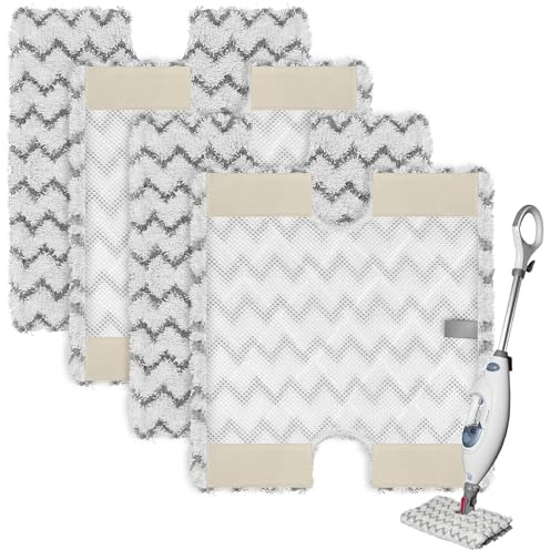 Gaethra 4 Pack Steam Mop Replacement Pads - Compatible with Shark S6001UK S6002UK S6003UK S6005UK Klik n' Flip Steam Cleaner, Highly Absorbent Machine Washable Microfibre Cloths for Hard Floors
