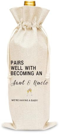 Guqqeuc Uncle Auntie to Be Wine Bottle Gift for Uncle Auntie Baby Announcement Gifts for Aunt Uncle to Be Gifts for New Uncles Aunt Pregnancy Announcement Wine Bag Gift for Uncles Auntie Aunty