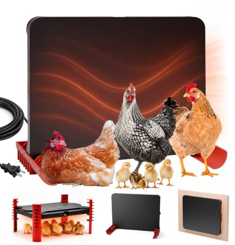 Wärmeplatte Küken &Hühnerstall Heizung,Heizplatte für Kükenaufzucht 30x40cm | Temperatur einstellbar 20–80°C, Kükenwärmer & Hühnerstall Heizung 2-in-1,für Kunstglucke, Alternative zur Wärmelampe, 150W