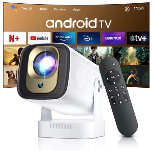 HY260 Pro Auto Focus Mini Projector, 330 ANSI, Native 1080P 4K Support, Android 11 Smart Projector, Dual WiFi BT5.4, 5W Speaker, Voice Air Mouse, Home & Outdoor Cinema