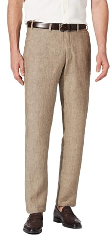 Parma I Leinenhose Herren Regular Fit 100 Prozent Leinen, hellbraun, 28