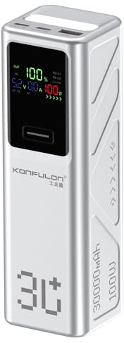 Powerbank 30000mAh – 100W Schnellladefunktion, 3 Ausgänge (2× USB-C & 1× USB-A), LED-Display – Für Smartphone, Tablet, Laptop, Camping, Outdoor & Notfälle