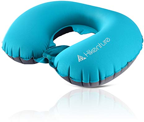 HIKENTURE Nackenhörnchen Aufblasbar, Nackenkissen Reise Aufblasbar Ultraleicht, Kissen Aufblasbar, Travel Pillow, Ergonomisches aufblasbares Reisekissen für Reise, Flugzeug, Auto, Zug (Türkis)