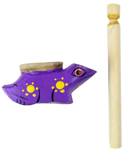Musikinstrument aus Holz, Percussion, Drehrassel kleine Schildkröte | Handgefertigte Rassel, Klangkörper 9x5 cm, Stock 18 cm, ideal für Kinder, fördert Rhythmusgefühl.
