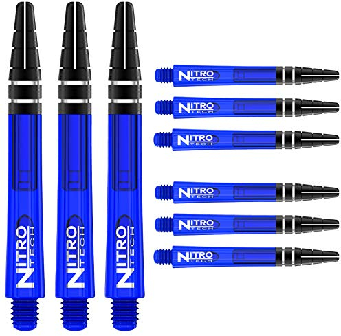 RED DRAGON Nitrotech Dart-Schäfte, 3 Stück pro Packung (9 Schäfte insgesamt) mit Punktekarte, blau, M