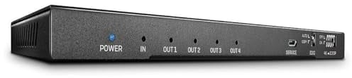 LINDY 38231, HDMI 18G Splitter mit Audio & Downscaling, 4 Ports, HDMI Splitter 4K Ultra HD auf 4 Displays für digitales oder analoges Audio, 60 Hz 4:4:4 8Bit Auflösung und HDR für große Installationen