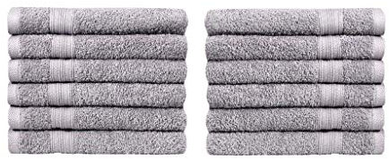 NatureMark Asciugamani per ospiti – Confezione da 12 (30x50 cm), 100% cotone, certificazione Oeko-Tex, morbidi, assorbenti e facili da curare – Per bagno, ospiti e spa – Colore Argento