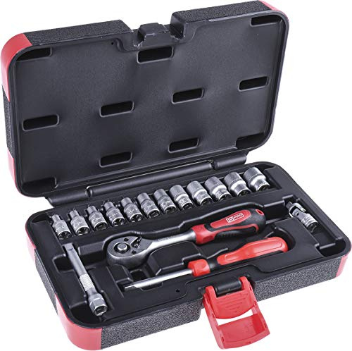 RS PRO 1/4 Inch Socket Spanner Set Square Chrome-Plated 16-Piece