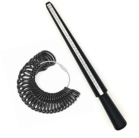 MUCHEN SHOP Calibro per Anelli,UK Anelli Misura dell Anello di Plastica Dito Gauge Anello Sizer Mandrino Stick per Gioielli Nero