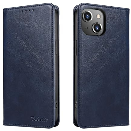 TOHULLE for iPhone 12 Case, Premium PU Leather Wallet Case with Card Holder Kickstand Built-in Magnetic Closure Flip Folio Phone Cover for iPhone 12 - Blue