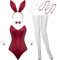 Geyoga Costume de Lapin Bodysuit Lingerie et Queues Femmes Kit de Tenue de Lapin pour Halloween Noël Costume de Fête de Cosplay (M, Vin Rouge)