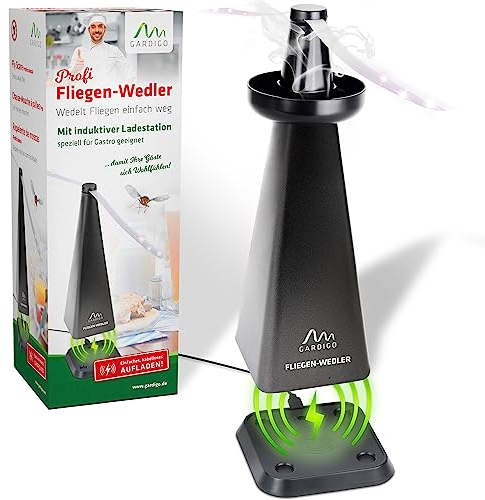 Gardigo® Profi Wespenwedler mit induktiver Ladestation I Einzigartige Fliegen Abwehr, Wespen Abwehr, Mückenschutz für Catering, Gastronomie, Hotel, Haus, Garten I Insektenschutz Lebensmittel I Wespe
