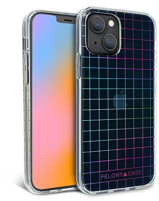 Felony Case - iPhone 13 Mini Hülle - Stilvolle Holographic Grid iPhone Hülle - Wireless Charging Compatible - Anti-Scratch, 360° Stoßfeste Schutzhülle für Apple iPhone Mini