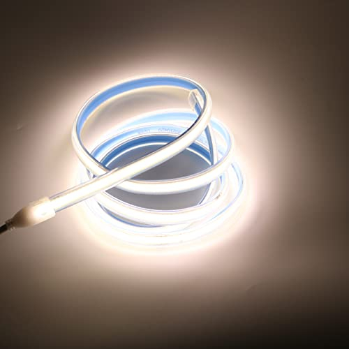 pcning 220V Bandeau COB LED 3M Blanc IP67 Étanche 280 LEDS/M Bande Flexible Ruban Lampe 4000K 3M 220 V (Blanc, 3)