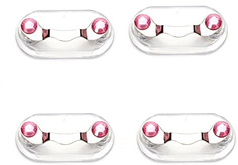 4 x magnetischer Brillenhalter, Edelstahl, Mini-Sonnenbrillenhalter, 12 Farben, Fledermausform, Ausweishalter (Gold)