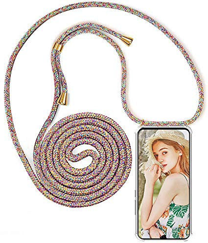 YuhooTech Handykette Hülle Kompatibel mit iPhone 14 Handyhülle, Smartphone Necklace Hülle mit Band - Handyhülle mit Kordel Umhängenband - Schnur mit Case zum umhängen in Rainbow