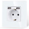 JIMEIDA toma de corriente con USB en BLANCO, tomas de corriente Schuko de cristal de 16A con conexión USB de carga rápida Max.2.1A, toma de corriente de pared con contacto de protección empotrad