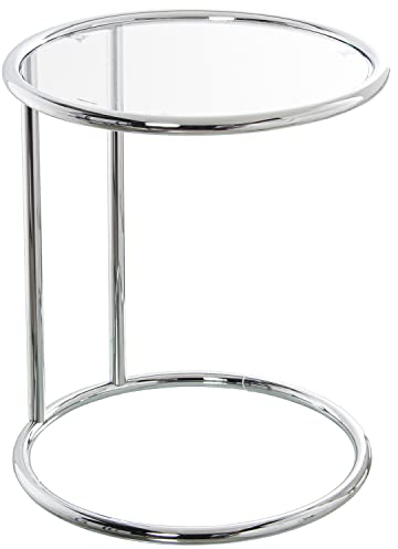 DRW Runder Beistelltisch aus Metall und Glas in Chrom und Transparent, Ø45 x 52 cm