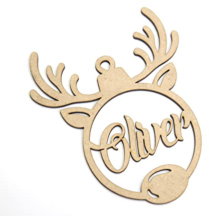 Weihnachtskugeln aus Holz, personalisiert mit Namen, Weihnachtsschmuck, Christbaumschmuck (Modell 8)