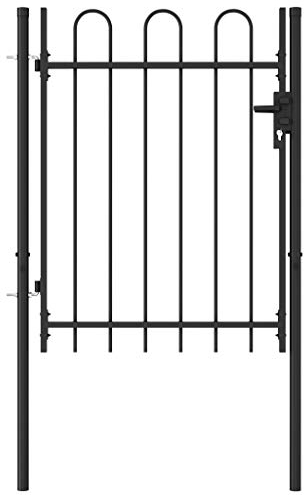 Festnight Gartentor Metall 100x120 cm Gartentür Zauntor Hoftor Tür Tor Zauntür Abschließbar Einfahrtstor Gartenpforte Einzeltor Pforte mit Pfosten Flügeltore Stahl
