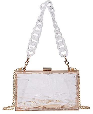 EVEOUT Acryl Transparent Abend Clutch Klare Box Gelee Handtasche Schultertaschen für Party(Transparent 03)