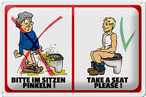 Femer Blechschild Hinweis 30x20cm Bitte im Sitzen pinkeln