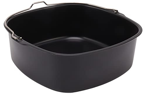 Freidora Cake Pan Freidora Cake Barril para Freidora Air Fryer Pan Accesorios Metal Revestimiento Antiadherente Hornear Cake Lata Freidora Molde para Hornear con Asa Cake Barrel (8in)