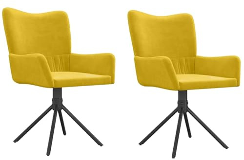 vidaXL Esszimmerstühle 2 STK. Drehbar Gelb Samt