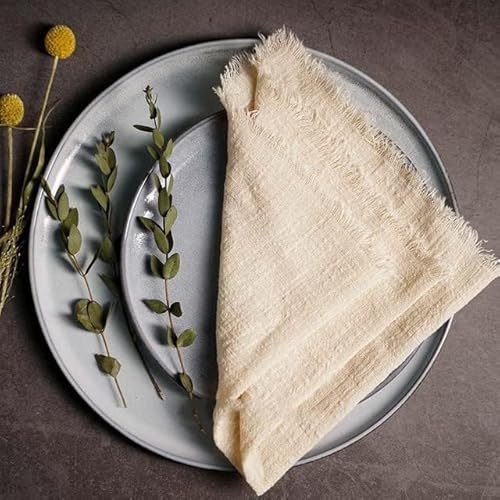 ZAWR 10 Stück Servietten Rustikale Baumwollgaze 41 cm Serviette Musselin Geschirrtuch Abendessen Retro Käsetuch Hochzeit Partyzubehör Leinen Tischdekoration