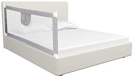 Eulenke 200cm Bettgitter, Bettschutzgitter für Kinder, Höhenverstellbar von 80-96cm, Rausfallschutz Bett für Kleinkinder, Baby bettgitter, Kinderbettgitter, Schutz vor Stürzen, Grau