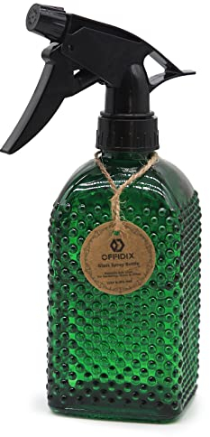 OFFIDIX Glass Watering Spray Bottle, Handheld Pressure Fine Mist Spray Bottle Dark Green Plant Mister Spray Bottle with Adjustable Nozzle Multi Use for Cleaning Gardening