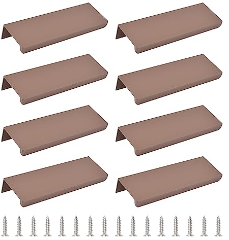 MOROBOR Fingerkantenzug, 8 verdeckte Griffe, moderner Stil, Schubladengriff, rechtwinklig, Aluminiumlegierung, unsichtbarer Griff, Kleiderschrankgriff für Schrank, Hardware, Schublade, 100 mm, Braun