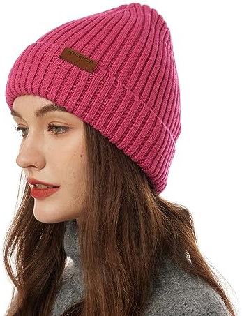 ineepor Wintermütze Herren Damen Merino Mütze Winter Wollmütze Strickmütze Kurz Beanie Hat Mit Fleece Futter Thermo Gefütterte Unisex Weich Warme