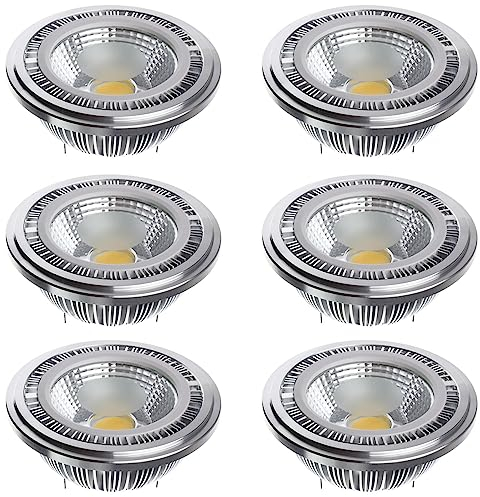 TPMAFF AR111 G53 LED Riflettore Lampadina 15 Watt COB 1500 Lumen (equivalente a 120W ES111) Angolo del Fascio di 60° Faretto AC 85V -265V Non dimmerabile (Confezione da 6)