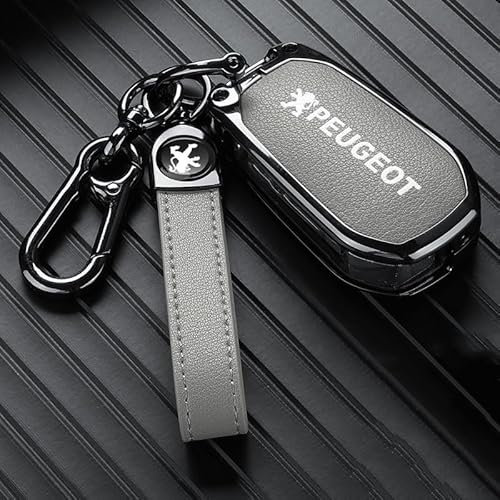 VOLBOZ Coque de Clé de Voiture pour Peugeot 308 207 301 408 508 3008 2008, Étui de Protection pour Clé de Voiture, Housse pour Clé De Voiture, Porte-ClÉS de Voiture Portable Accessoires,C Grey2