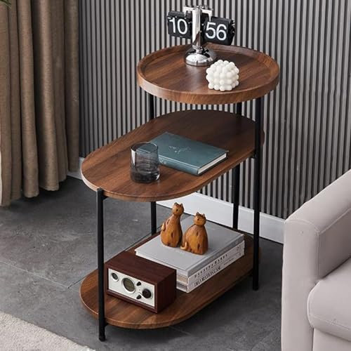 3-Tier Side Table slim side tabl living room Coffee Table Bedside Table,with Storage Shelf Sofa Versatile Furniture for Books, Coffee, and Bedroom Essentials – Ideal Living Room (Rustic Brown)
