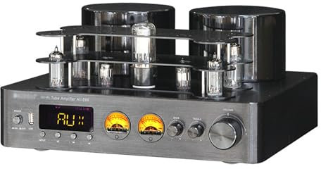 LBMED Amplificatore Valvolare Stereo Ibrido Bluetooth 5.0, Amplificatore di Potenza a 7 Tubi a Vuoto con Decodifica USB Lossless E Ingresso Ottico/coassiale, Alti/Bassi Regolabili,Audio HiFi Delicata