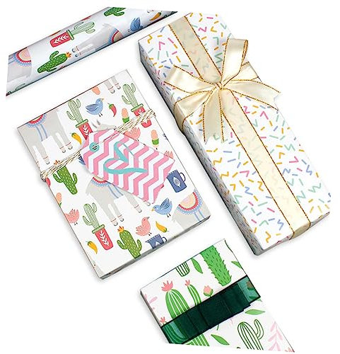Gatuida Packpapier mit Lama-motiv Verpackungspapier 10 Stück Bunt Bedruckt Stark und Geruchlos aus Papier für Geschenkverpackungen zu Weihnachten Geburtstagen und Festen