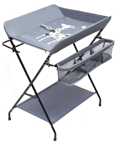 Baby Wickeltisch, Zusammenklappbar, 80x63cm Kleinkinder Wickelkombi Changing Table Klappbar mit Viel Stauraum Untere Ablagefläche Kann zur Aufbewahrung von Handtüchern, Windeln, Badewanne