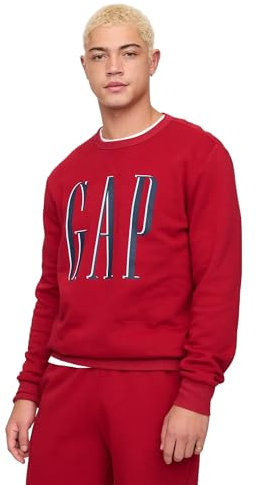 GAP Felpa girocollo in pile con logo da uomo, Slitta, X-Large