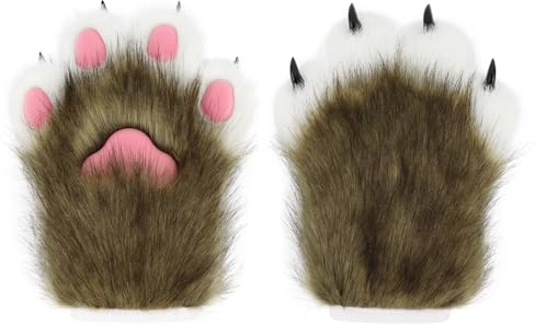 hbbhml Kunstpelz Pelzige Katze Kralle Handschuhe Fuchs Pfoten Fäustlinge