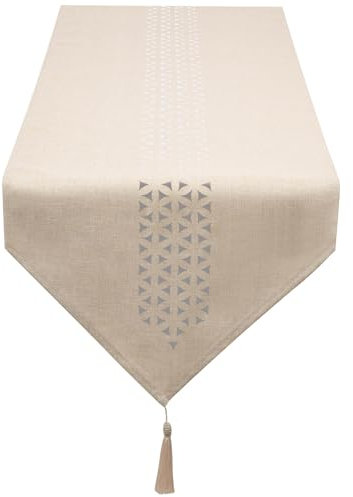 SANLEHAUSE Tischläufer Beige 40 x 180 cm Modern, Tischläufer Modern, Hohl Tischläufer Leinen für Tischdekoration, Maschinenwaschbar, Einfarbig, für Esstische, Fernsehschränke, Küchen, Zimmer