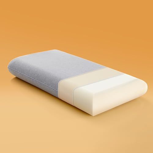 Sonive Kopfkissen Memory Foam 70x36x10cm, Kissen mit Baumwolle Kissenbezug | Nackenkissen gegen Nackenschmerzen Waschbares und Abnehmbares Schlafkissen, Grau