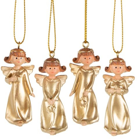 Logbuch-Verlag 4 goldene Engel zum Aufhängen 5 cm Baumanhänger Baumschmuck Weihnachten edel und Klassische Engelfiguren